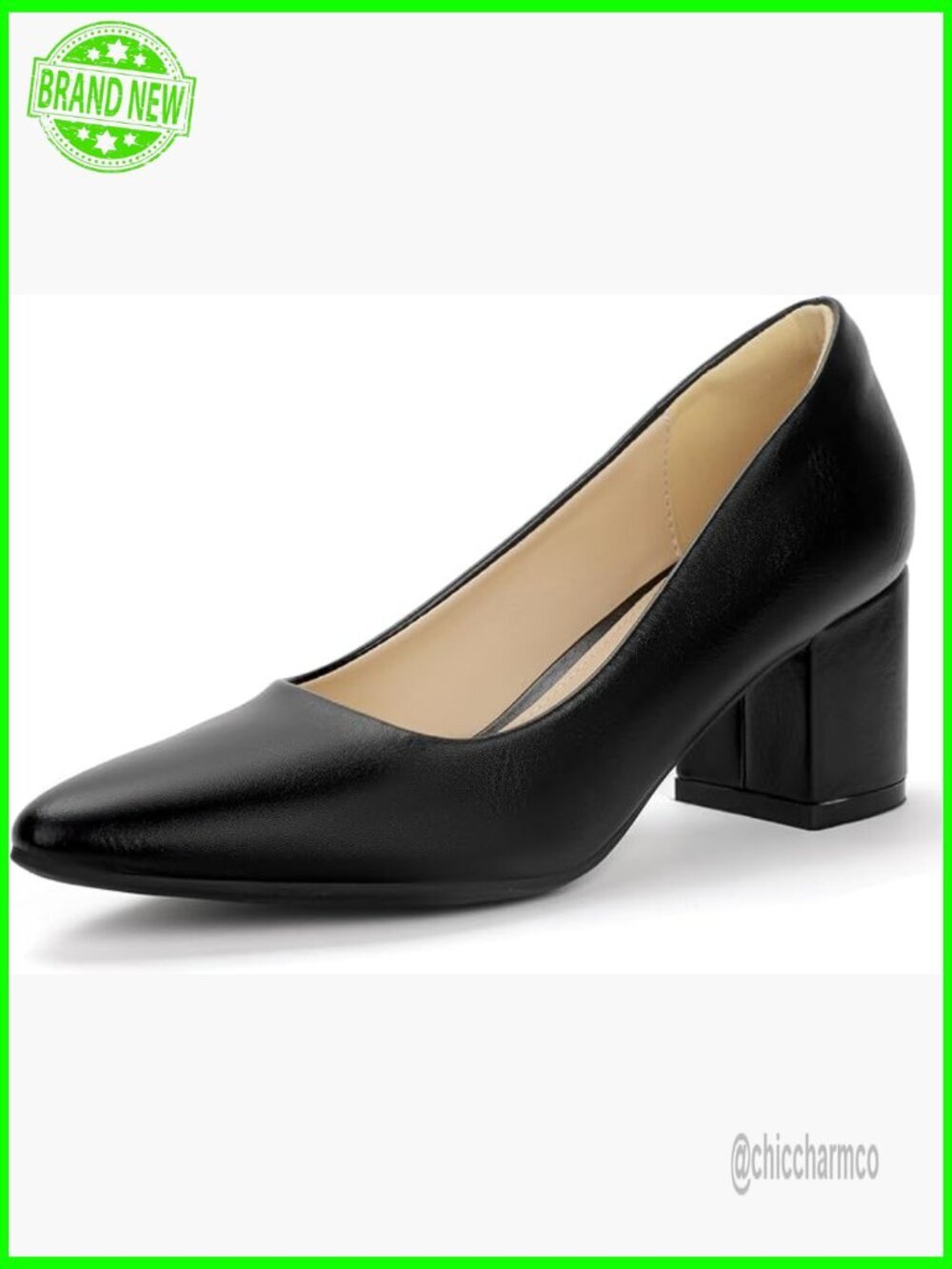 Pointed Toe Chunky Heel Pumps - 2 Inch Block Heels Dress Shoes